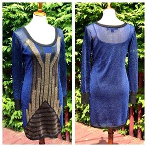 French Connection Deco Metallic Knit Dress Sz 6